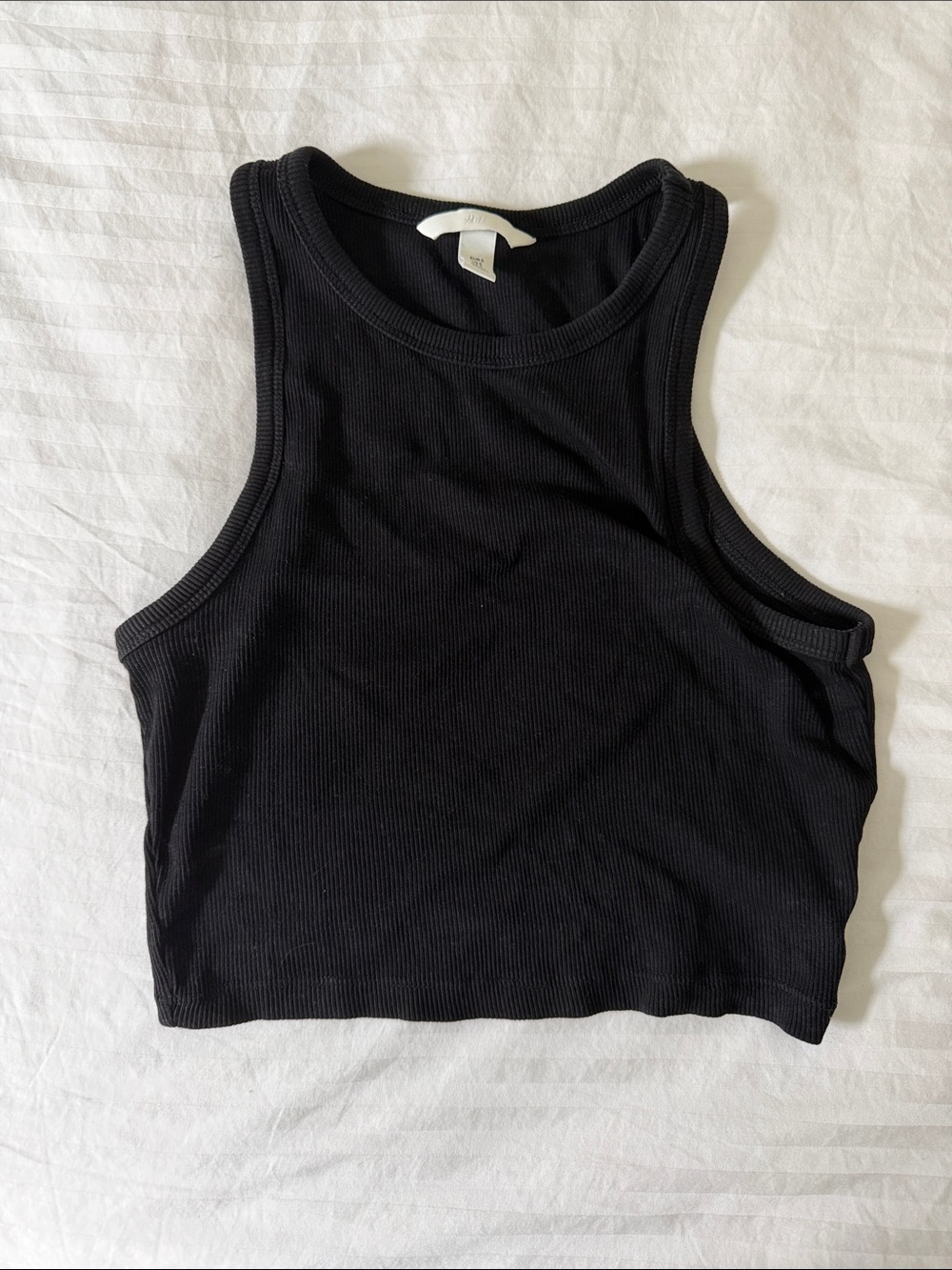 Classic Black Ribbed Crop Tank Top - Women